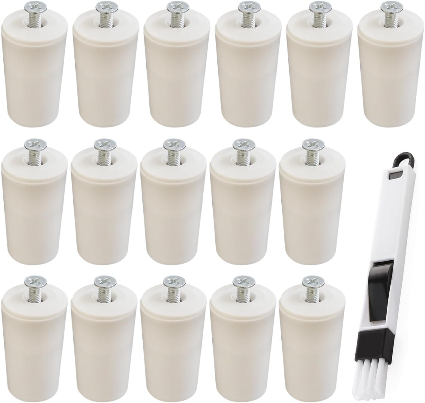 Pack of 16 White Roller Door Stops, 1 Piece Practical Gap Brush, Roller Door Accessories with Screws, Window Groove Cleaning Brush, Groove Cleaning Tool image number 5