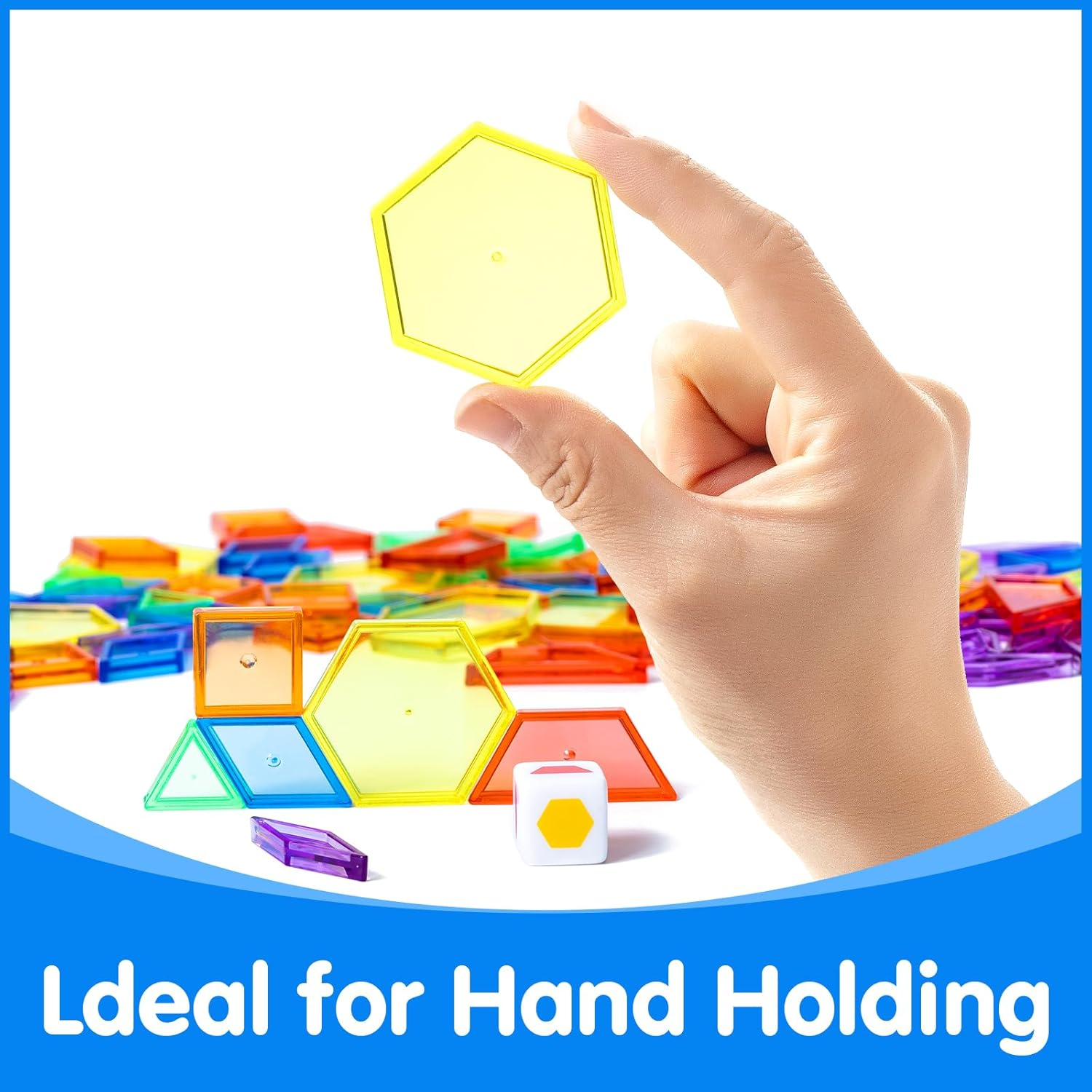 140 Pcs Translucent Pattern Blocks,Geometric Shapes,Translucent Toys,Light Table Accessories and Manipulatives,Includes 46 Activity Cards