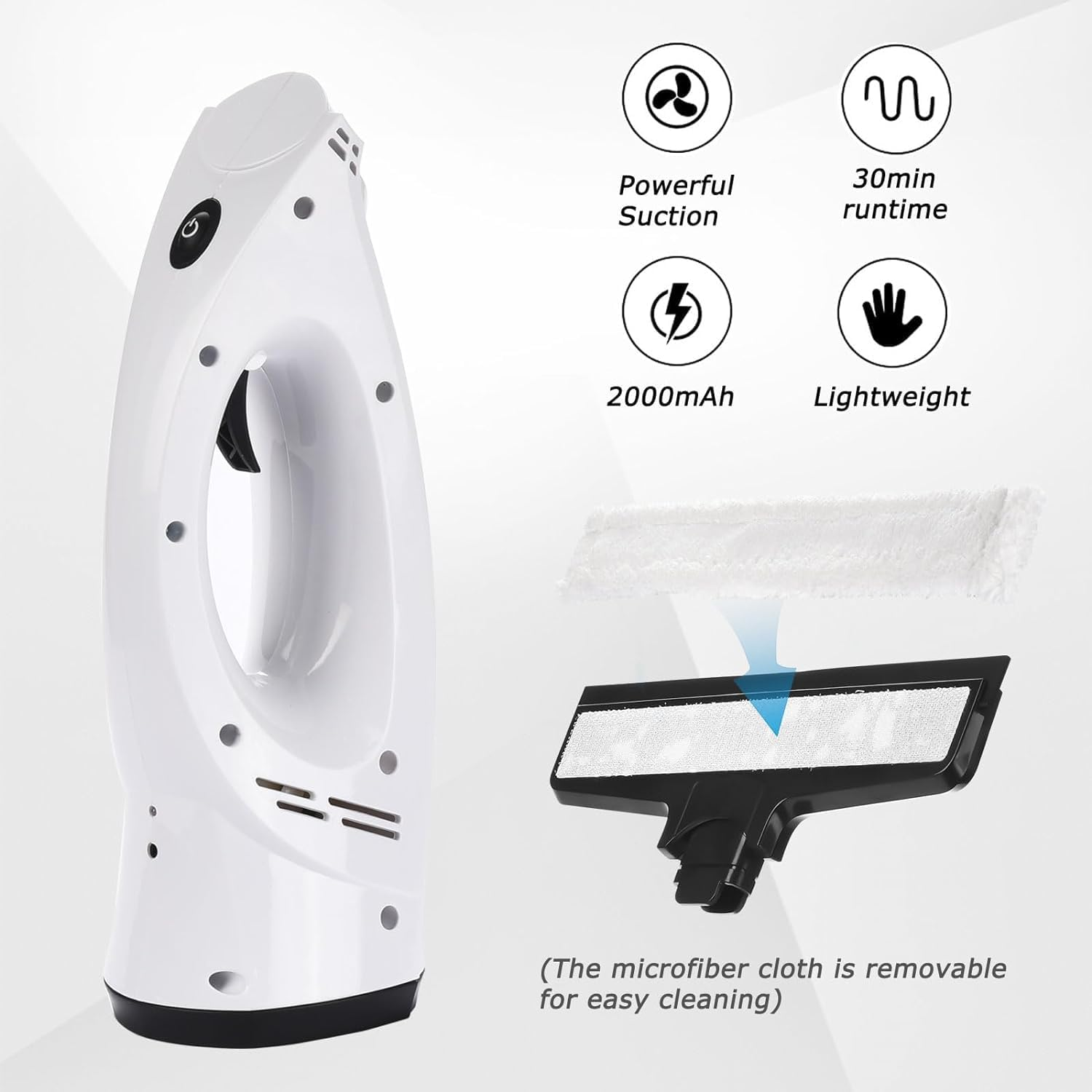 Posuu Window Vacuum Squeegee, 3 in 1 Cordless Window Vacuum Cleaner, Rechargeable Window Vac with Spray/Squeegee/Vacuum, Electric Squeegee for Windows, Tiles, Mirrors, Car Windshield image number 6