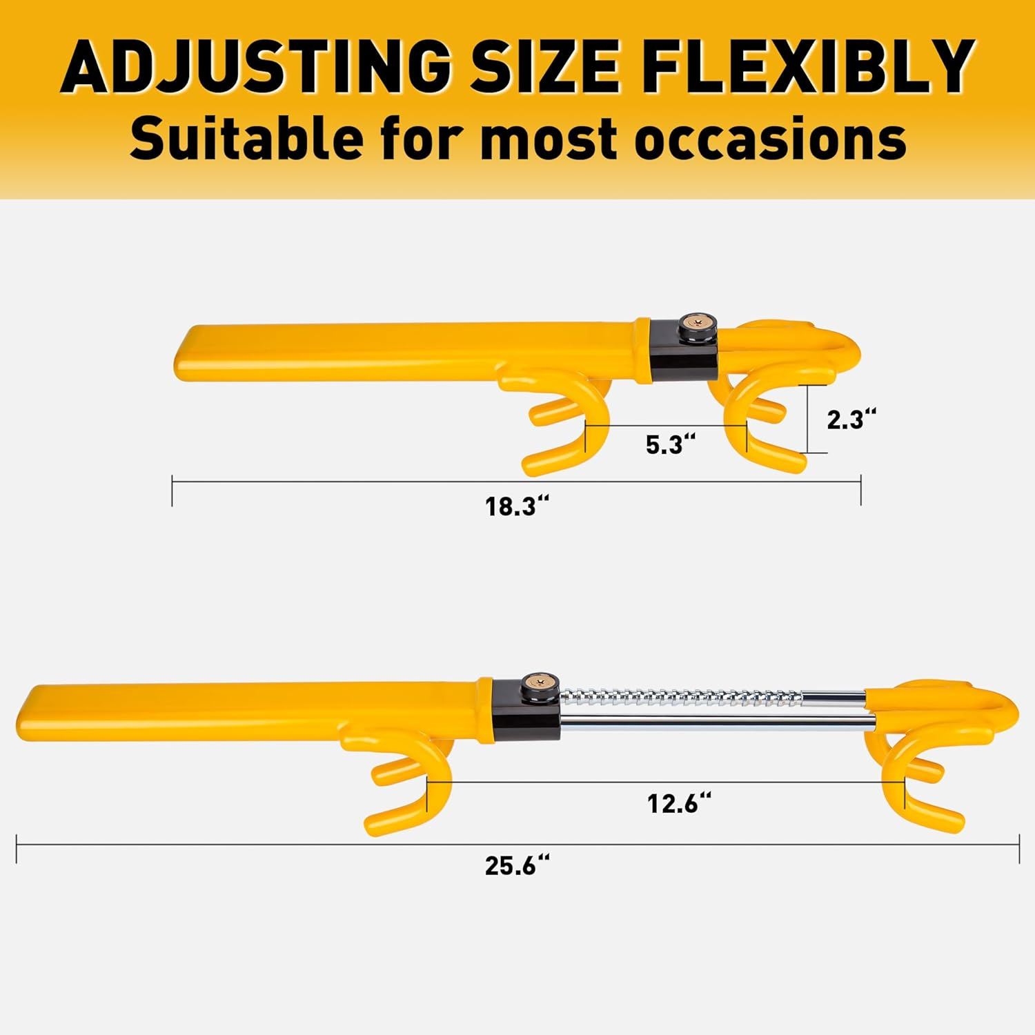 CARTMAN Heavy Duty Steering Wheel Lock Anti-Theft Car Device Security Car Lock Great Deterrent Adjustable Antitheft Locking Devices for Cars Trucks Vans and Suvs with 3 Keys image number 5