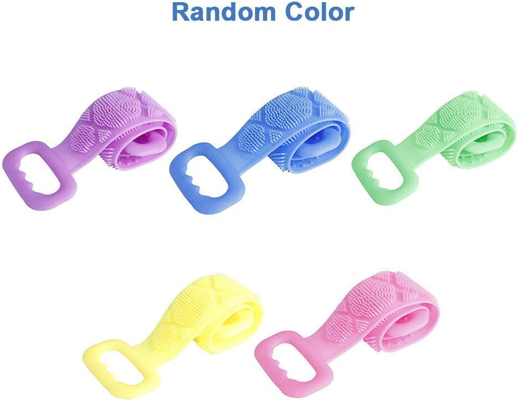 RYZAN Silicone Body Bath Brush, Easy to Clean, Lathers Well, Eco Friendly, Bath Belt Exfoliating Long Silicone Body Back Scrubber(Pink)