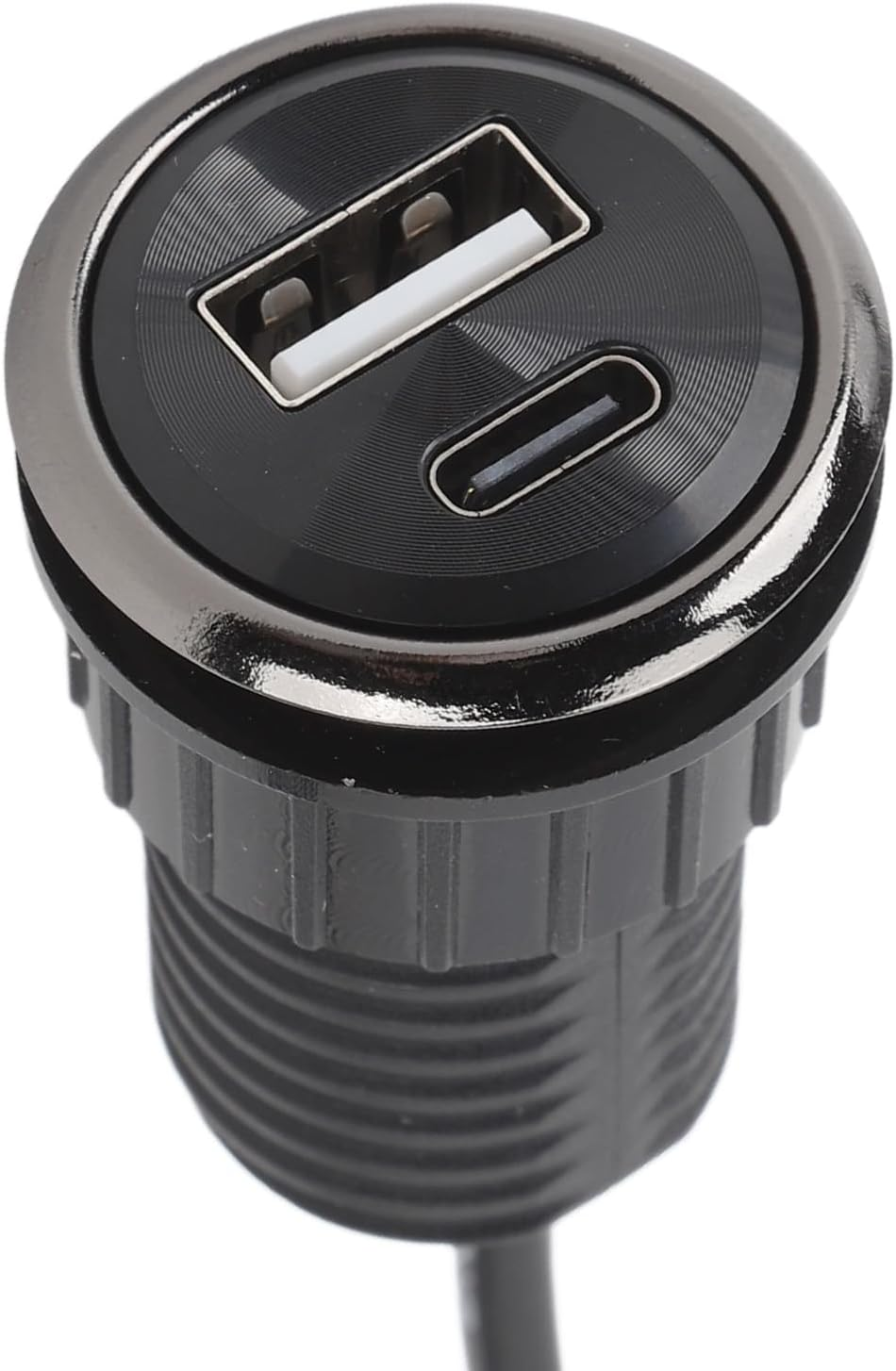 Desktop Power Grommet, 2 USB Charging Ports Small Hidden Flush Mount Power Strip Socket, Easy Installation by 2.5Cm round Hole, for Office Kitchen Cabinet Conference Room image number 1