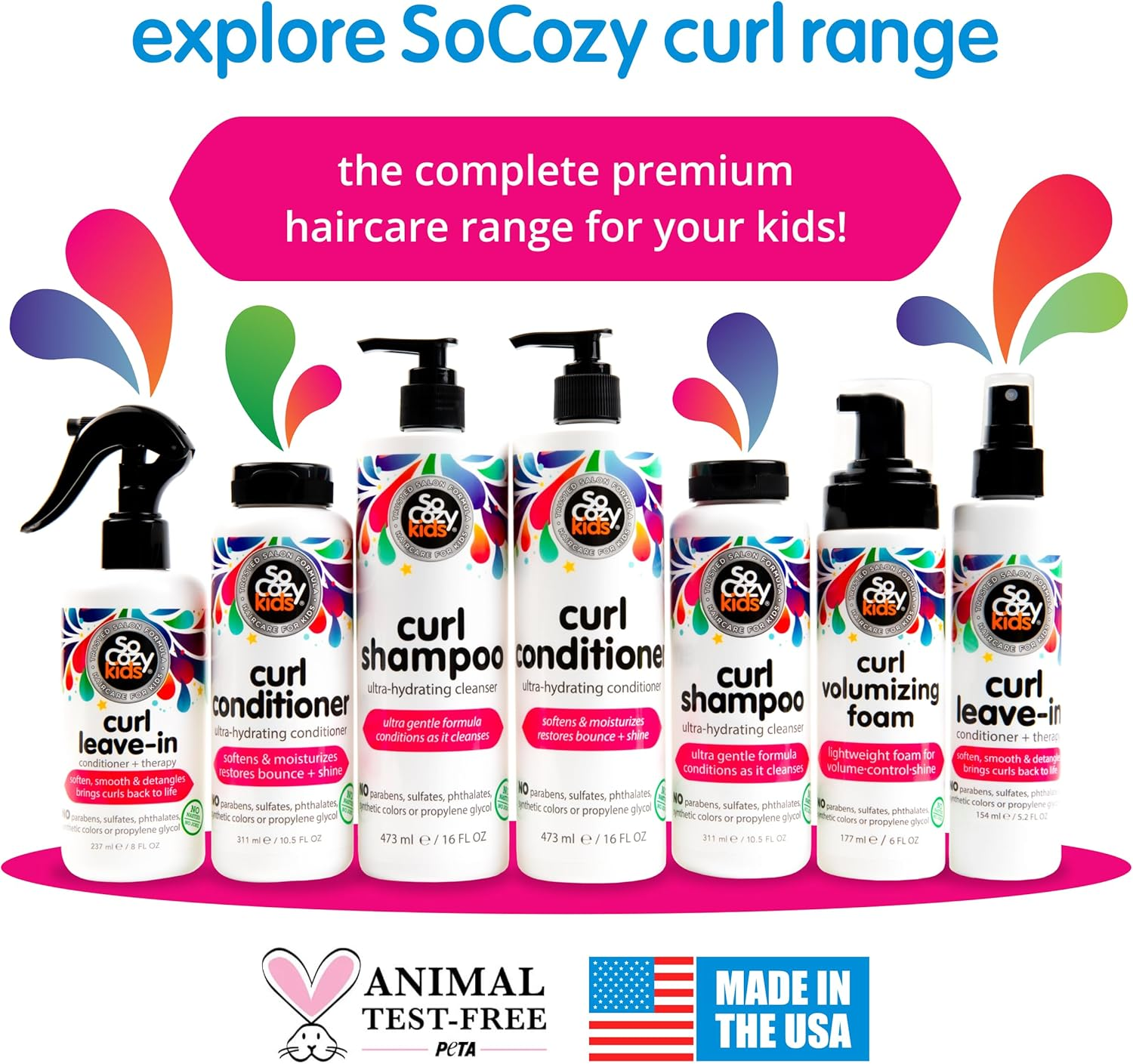 Socozy Hair Mousse for Kids, Curl Volumizing Foam Mousse for Curly Hair (6 Fl Oz) Enhances Shine & Volume, Gentle Formula with Panthenol, Hydrolyzed Proteins & Keratin, Paraben & Sulfate-Free