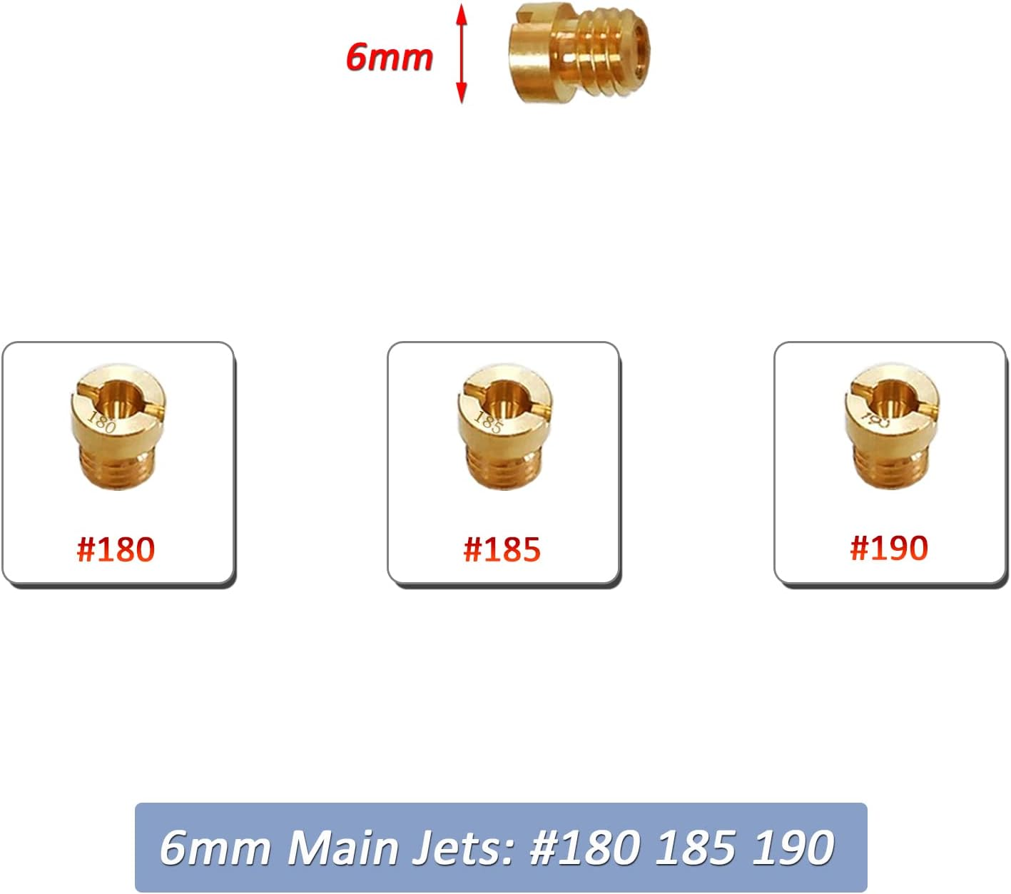 Motorcarb CV40 Main Jet - Slow/Pilot Jet - Gasket, for Harley Davidson Sportster XL883 XL1200 CV 40MM Carburetor Carb Jet Kit (#180 185 190 195 42 45 48) image number 3