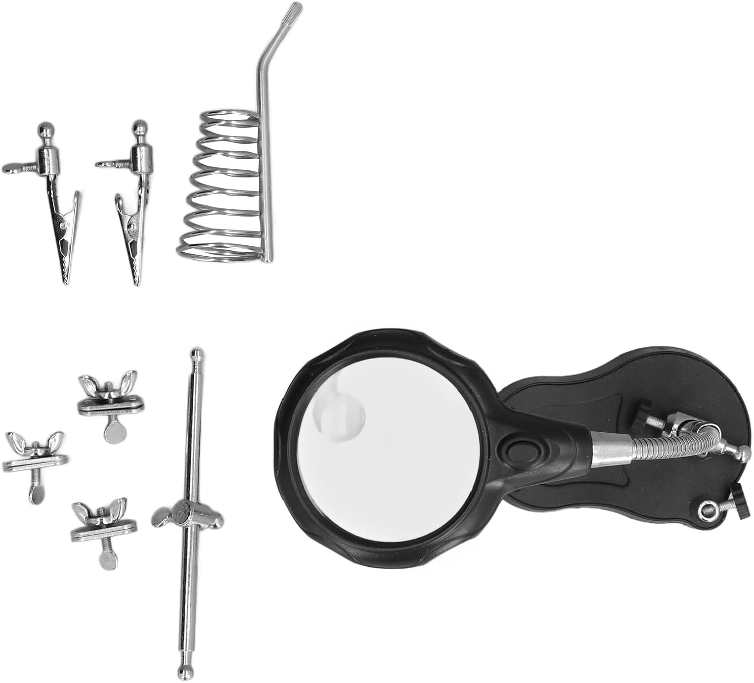 Desk Magnifier, Magnifying Glass with Auxiliary Clip & LED Lamp, 3.5X 12X Dual Magnifier Lamp for Reading/Painting/Sewing, Observe Small Items Miniatures Projects, Adjustable Neck image number 4