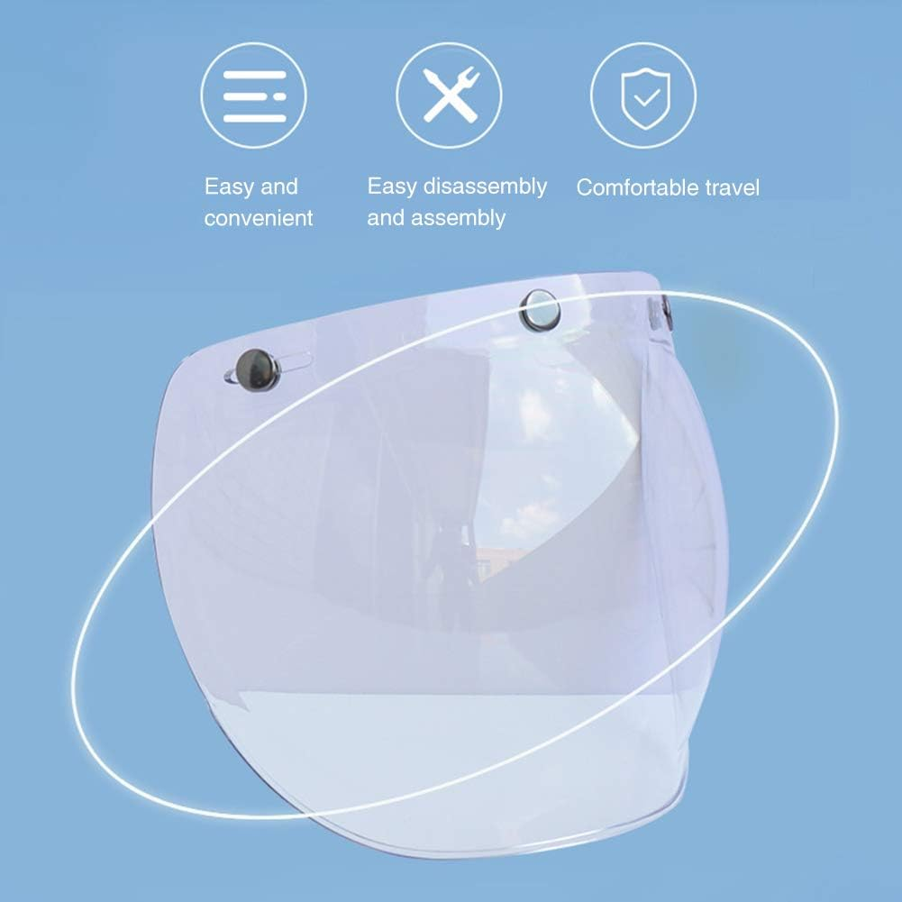 Bubble Shield for Motorcycle Helmet, Motorcycle Bubble Visor Wind Shield Lens Universal for Standard 3-Snap Open Face Helmets, anti Fog Button Flip up Down(Transparent) image number 6