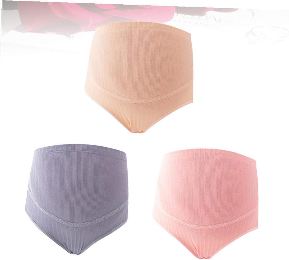 3Pcs High Waist Cotton Maternity Underwear Adjustable Splice Stomach Lift Panties Soft Breathable Support for Pregnant Women Random Colors Random Color image number 1