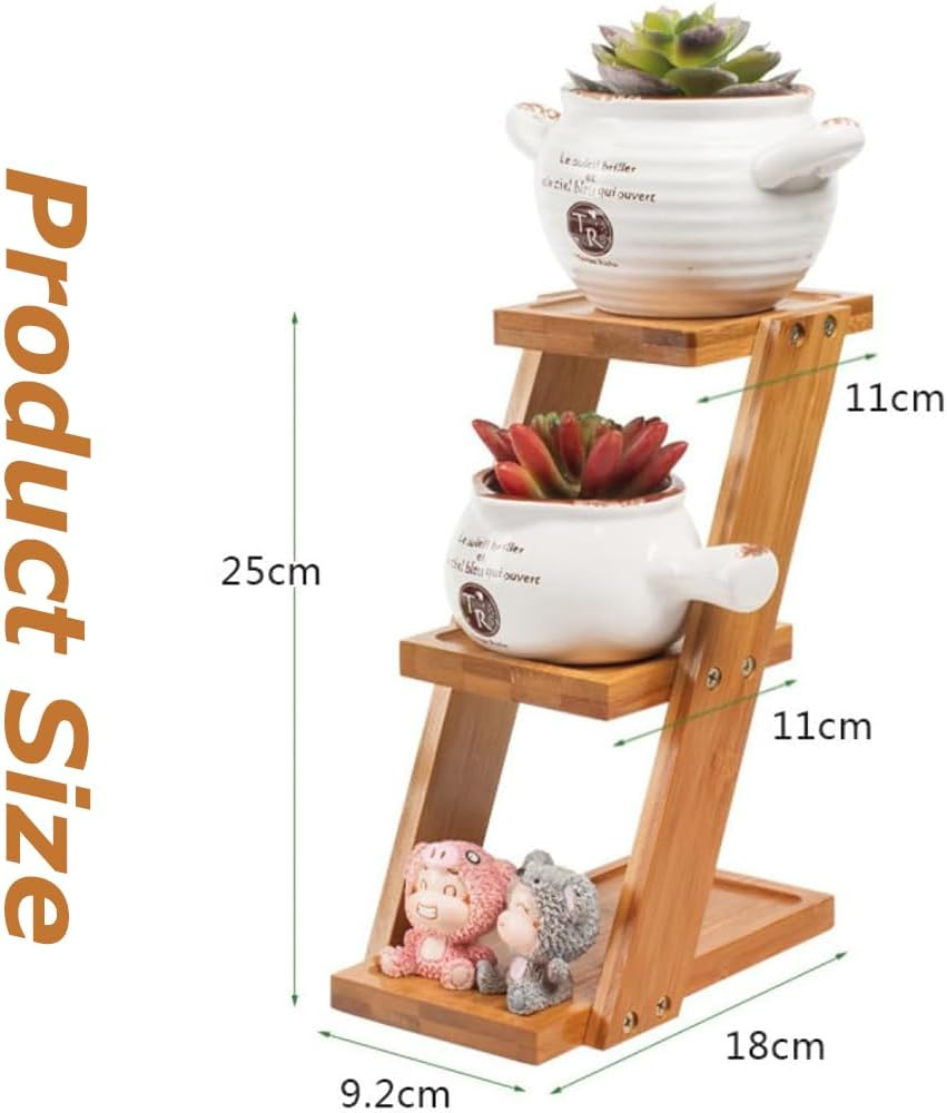 3 Tier Flower Ladder,Home Plants Plants Display Shelf ,Wooden Flowers Stand,Blossom Pot Rack, Living Decor Wooden Support,For Window Garden Balcony Living Room Bedroom image number 3