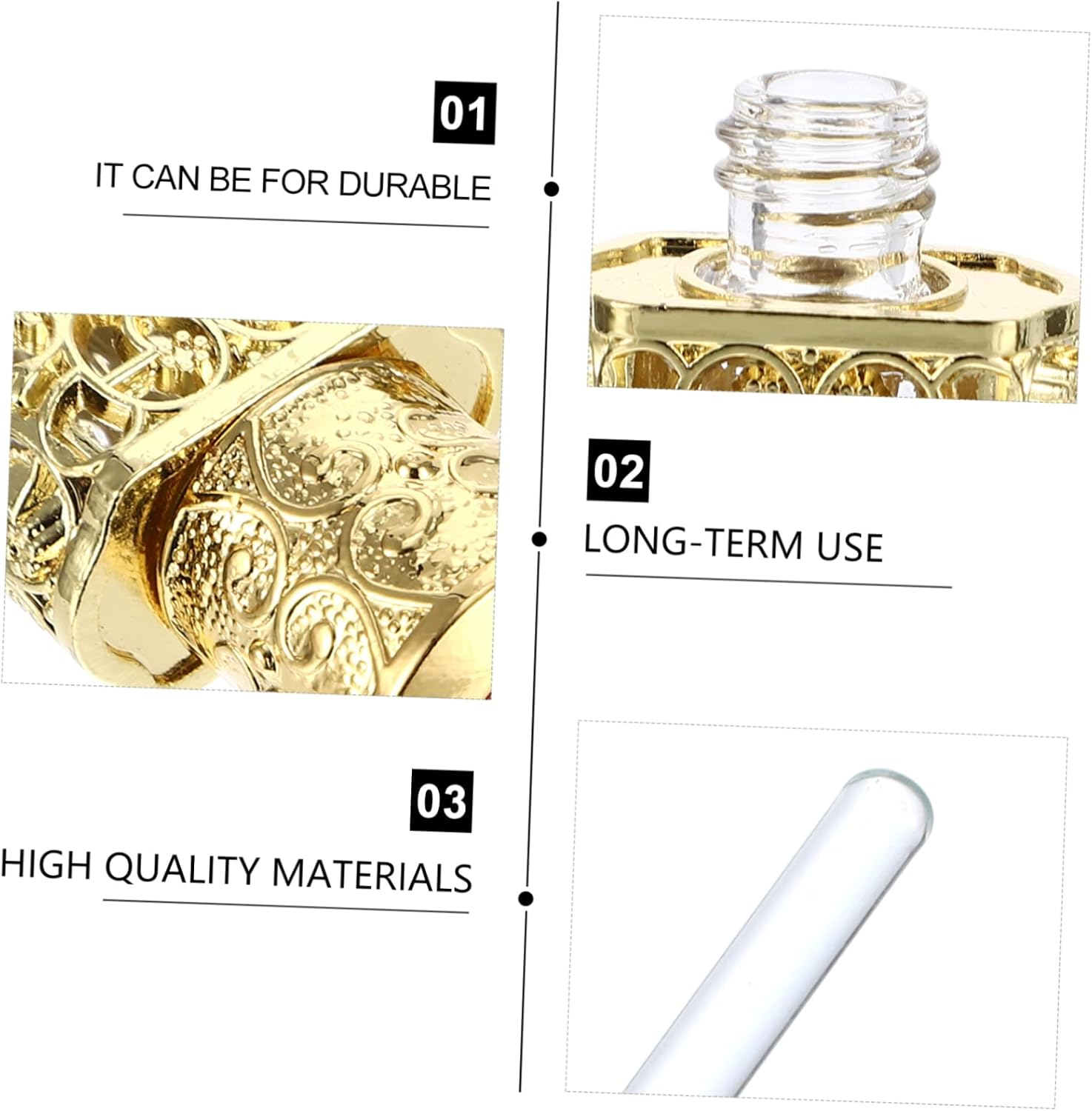 3Pcs Hollow Engraving Essential Oil Spray Bottle Leakproof Portable Perfume Atomizer for Travel for Aromatherapy Cosmetic Dispensing and Daily Use image number 2