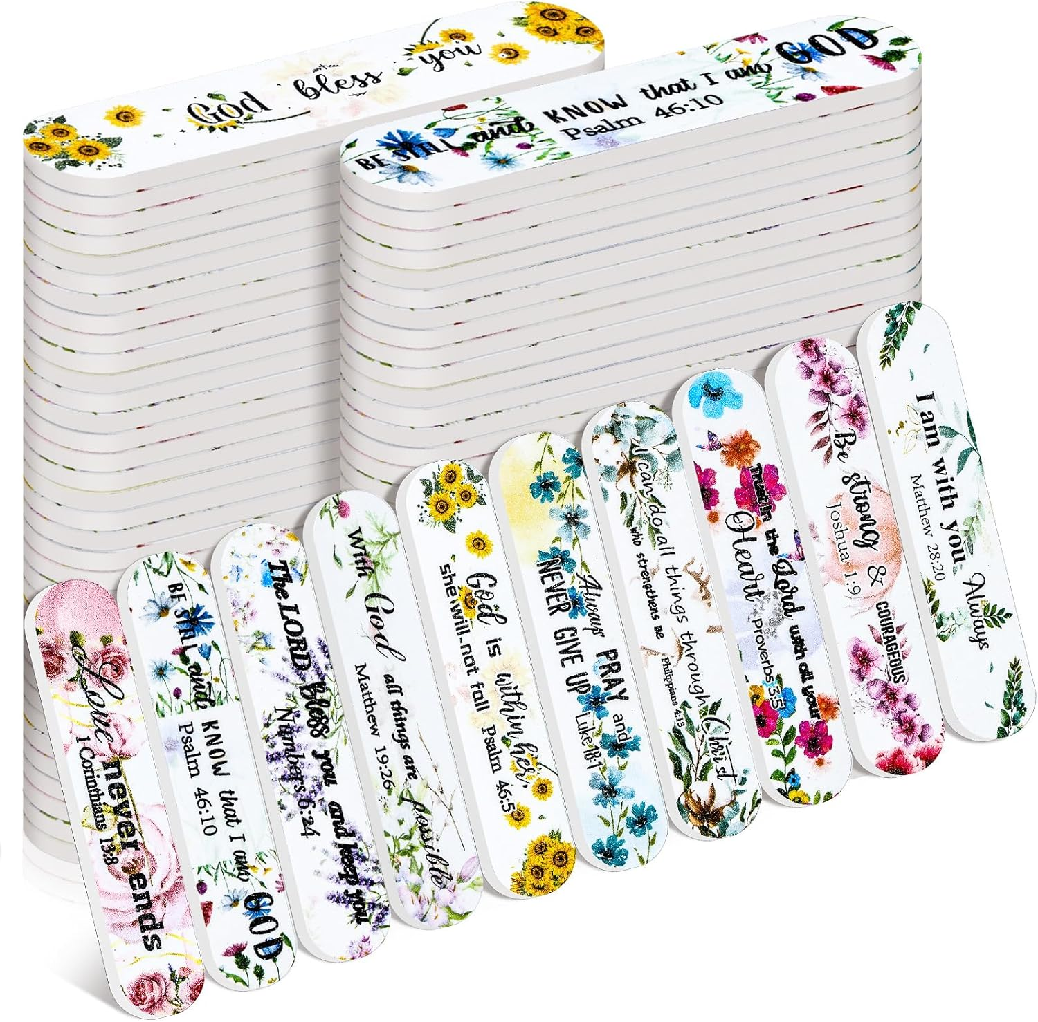 Lanties 50 Pack Christian Gifts for Women Scripture Mini Nail Files Christian Party Favors Bible Verse Emery Boards Religious Small Gifts for Teacher Mother Employee Staff Coworkers Office Supplies image number 1