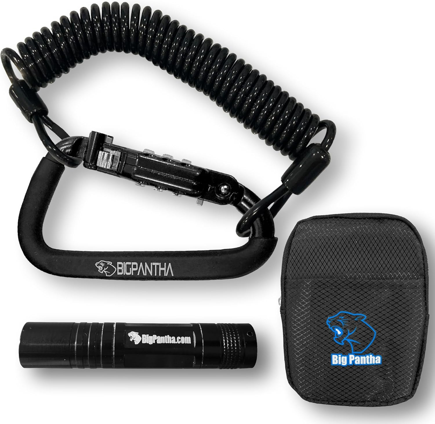 Motorcycle Helmet Lock & Cable. Sleek Black Tough Combination PIN Locking Carabiner Device Secures Your Motorbike Bicycle or Scooter Crash Hat (And Jacket) to Your Bike From image number 3