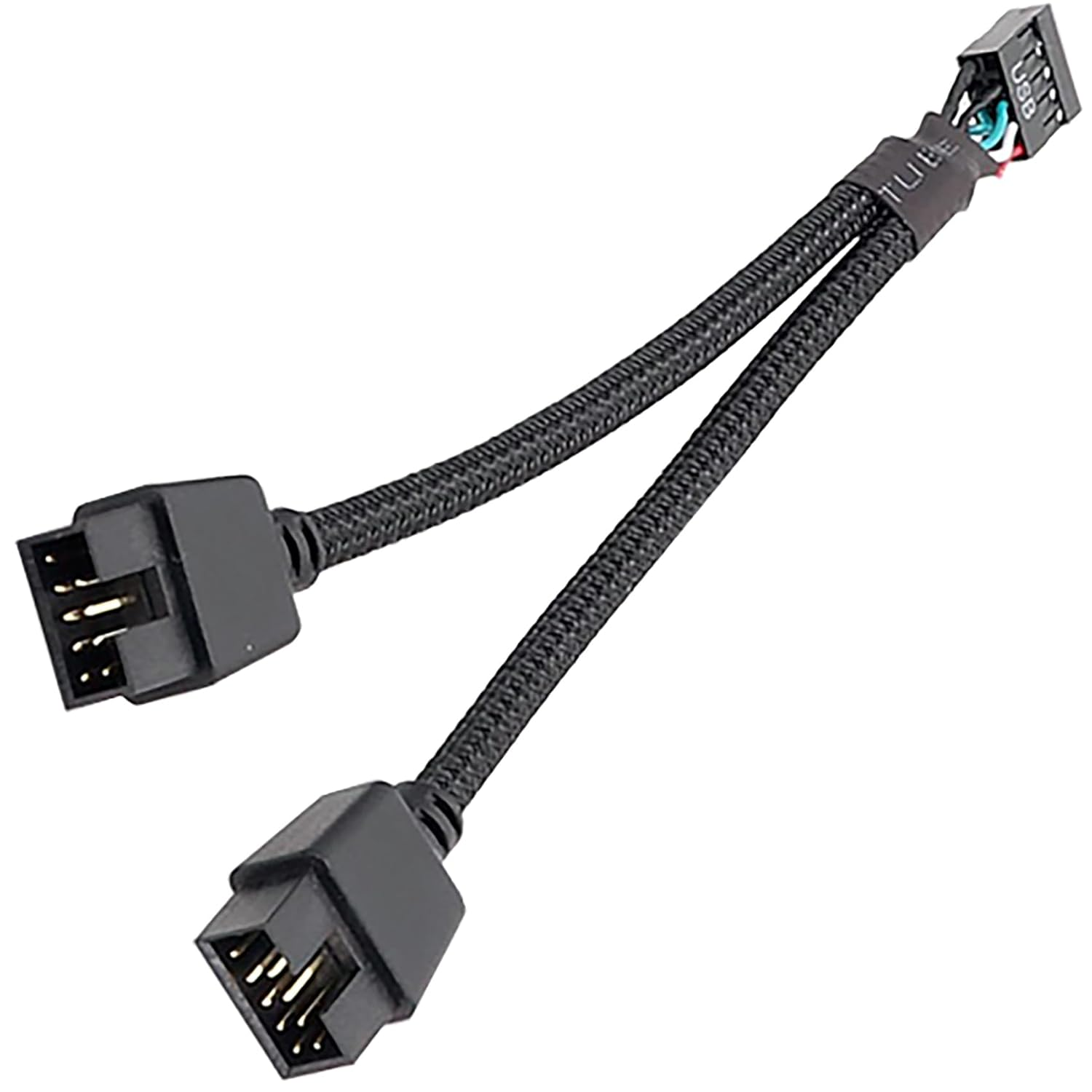 Tunghey 2Pack USB 2.0 9Pin Female to Dual 9-Pin Male Extension Cable,Motherboard 9-PIN USB2.0 Header Splitter Nylon Braided for Computer Internal Motherboard 15Cm