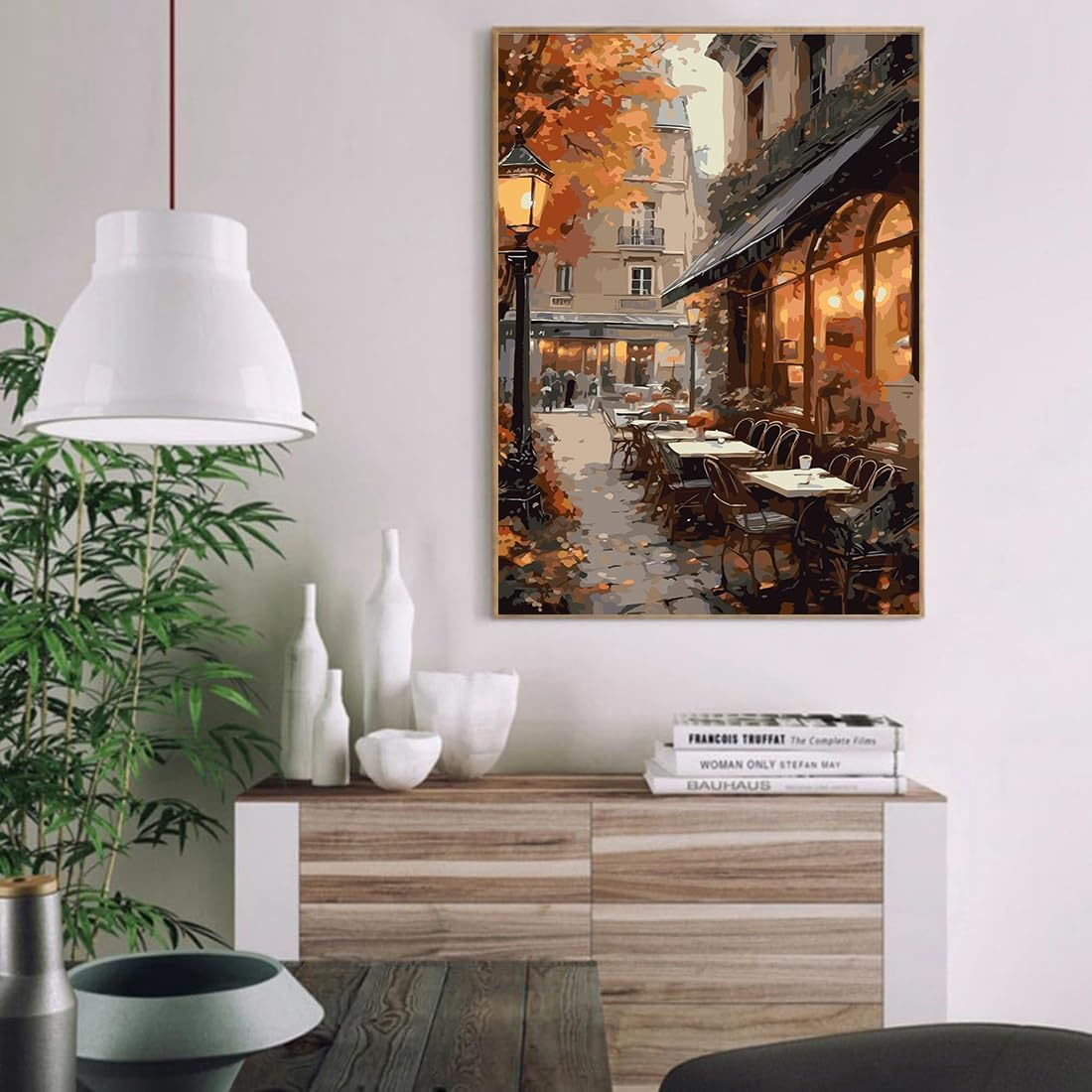 Paint by Number for Adults. Cafe DIY Acrylic Painting Kit for Adults Beginner &ndash; 16&rdquo; X 20&rdquo;With 3 Brushes and Bright Colors image number 1