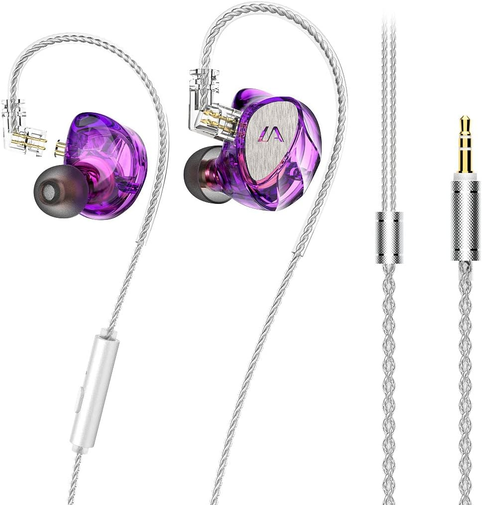 G-60 Wired In-Ear Earbuds with Microphone, 10Mm Dual Magnetic Dynamic Drivers, Hi-Fi Stereo Gaming Earphones, Noise-Isolating Headphones for Gaming and Music. (Purple)