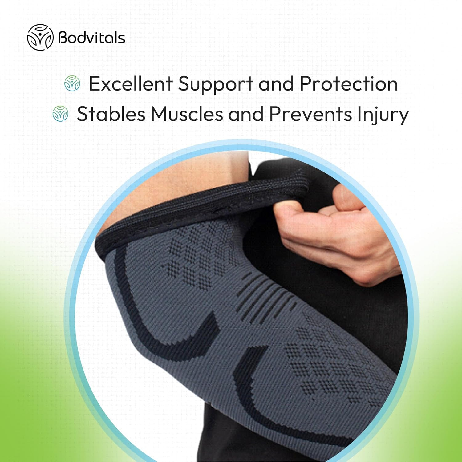 Elbow Compression Sleeve for Men & Women | Elbow Support for Sports, Workouts & Recovery | Breathable & Comfortable | Ideal for Tennis, Golf, Weightlifting, Basketball & Crossfit image number 3