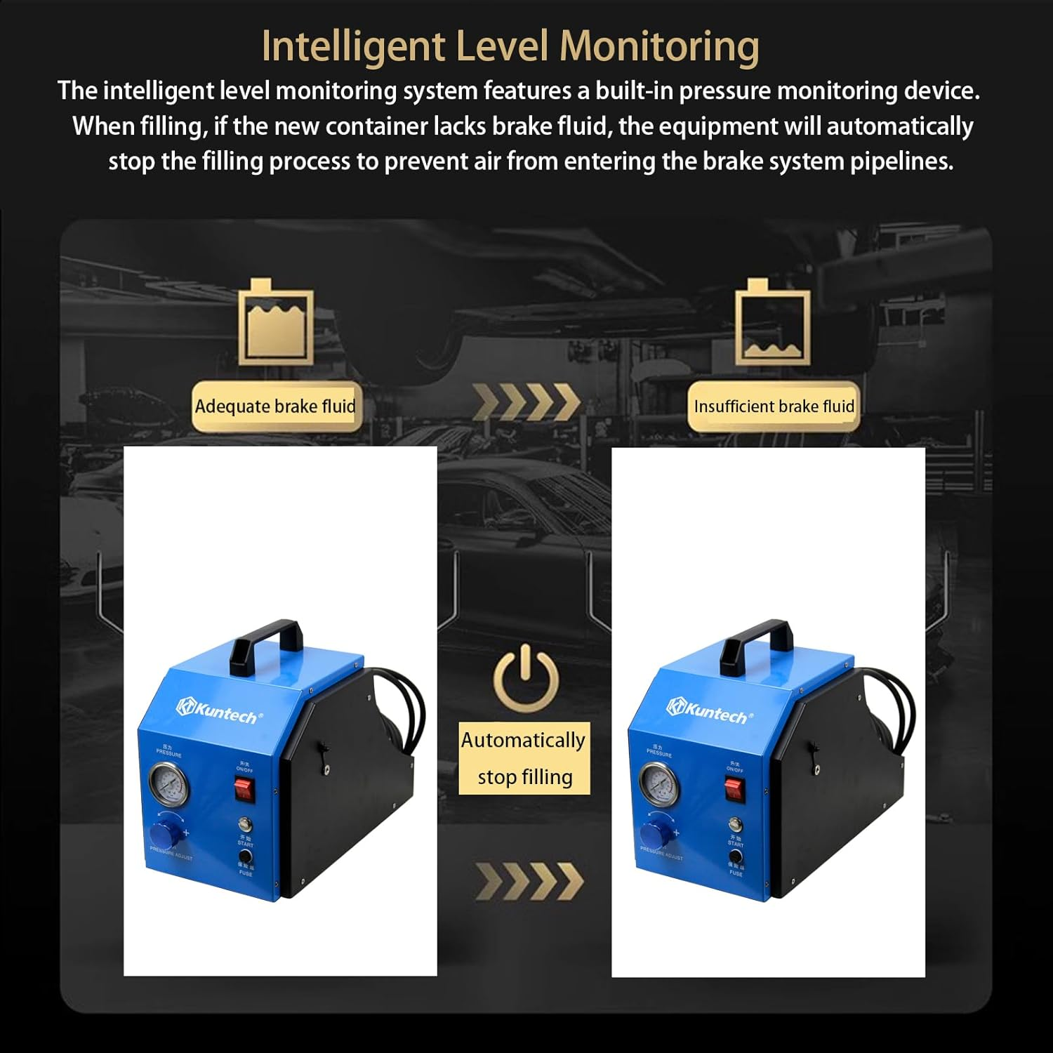 Electric Brake Bleeder Kit, 4-Wheel Simultaneous Smart Pulse Fluid Exchanger, DC 12V /AC 240V Automotive Brake Fluid Oil Exchanger Machine for All Vehicles One-Person Operation image number 2