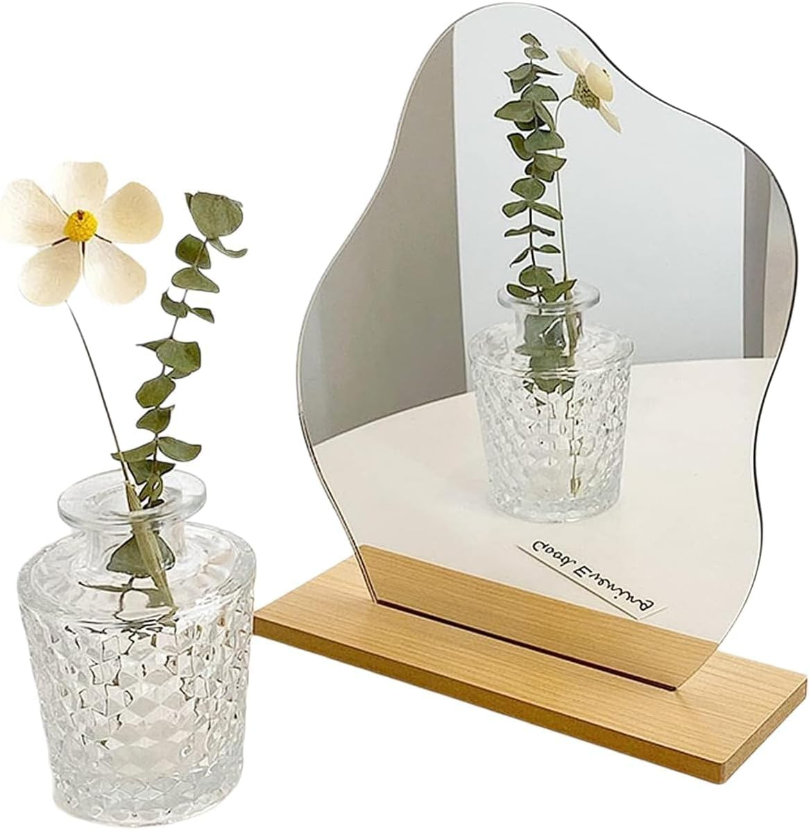 Irregular Aesthetic Vanity Mirror Frameless, Acrylic Vanity Makeup Mirror for Desk with Stand, Decorative Desk Tabletop Mirrors for Living Room, Bedroom, and Minimal Spaces Home Decor image number 6