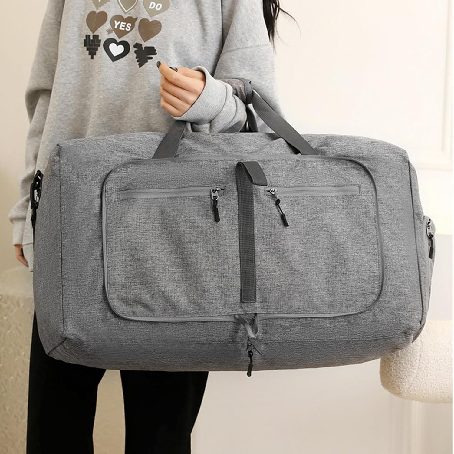 Travel Travel Bag - Travel Organiser, Travel Bag Carry Bag, Foldable Travel Equipment, Suitcase Organiser Bag, Waterproof, Sports Travel Bag with Multiple Pockets for Travel, Camping, Fitness, Gray, image number 2