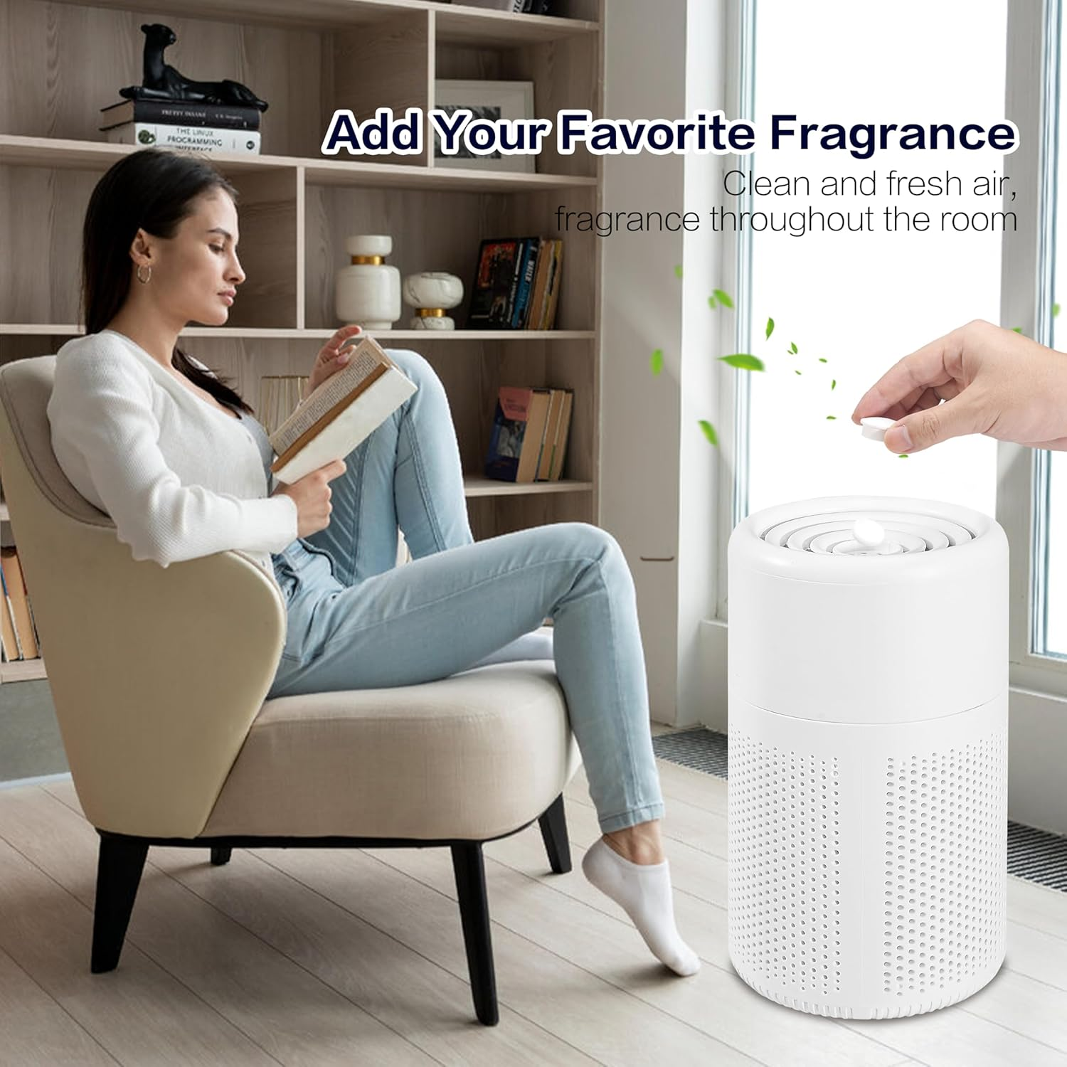 Air Purifier for Bedroom &ndash; 3-In-1 HEPA Air Filter, Quiet 20Db Desktop Air Cleaner with Fragrance, Portable for Pet, Smoke, Pollen, Odor, Office, Living Room image number 4