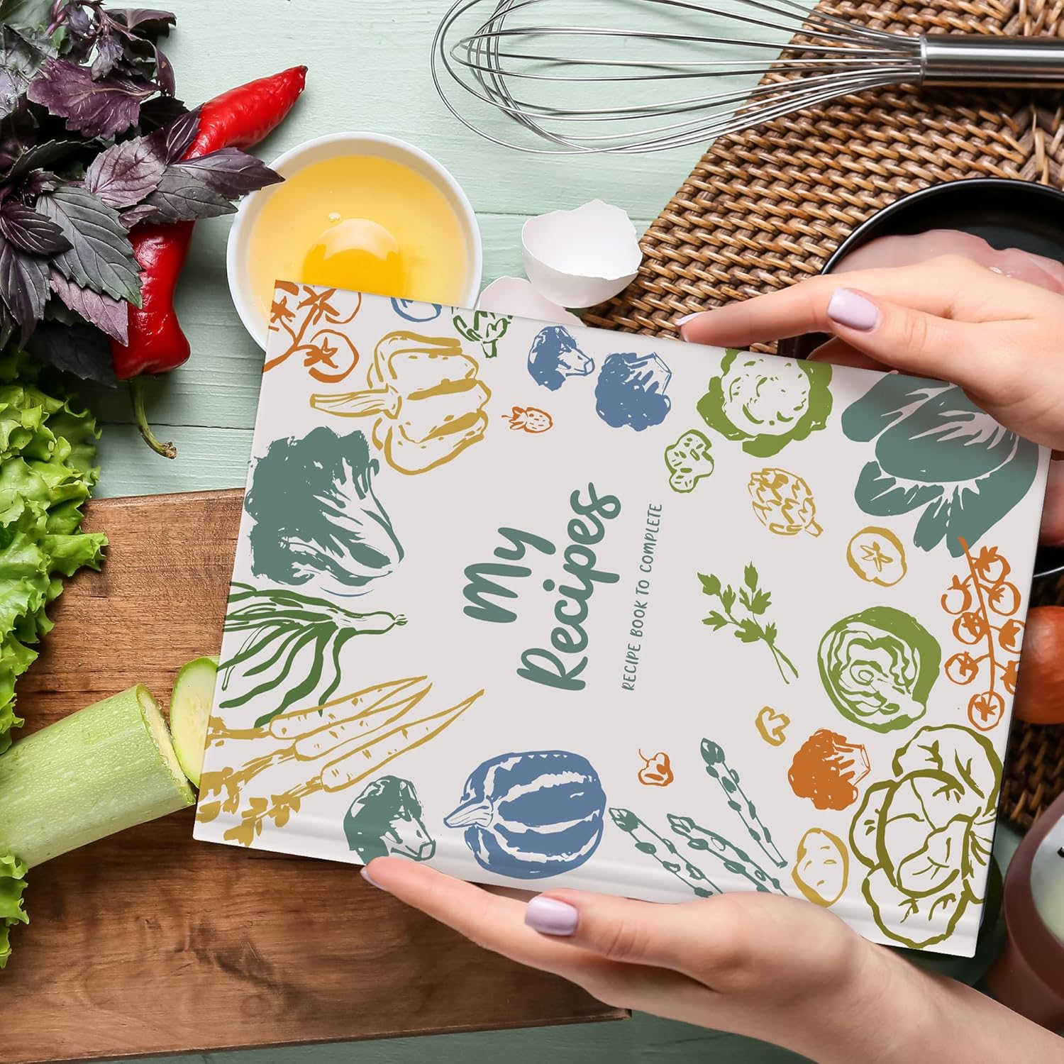 BIROYAL Blank Recipe Book Cookbook to Write in Your Own Recipes, Hardcover A5 Empty Recipe Journal for 100 Recipes, Personalized Recipe Notebook for Family Cooking Lover image number 1