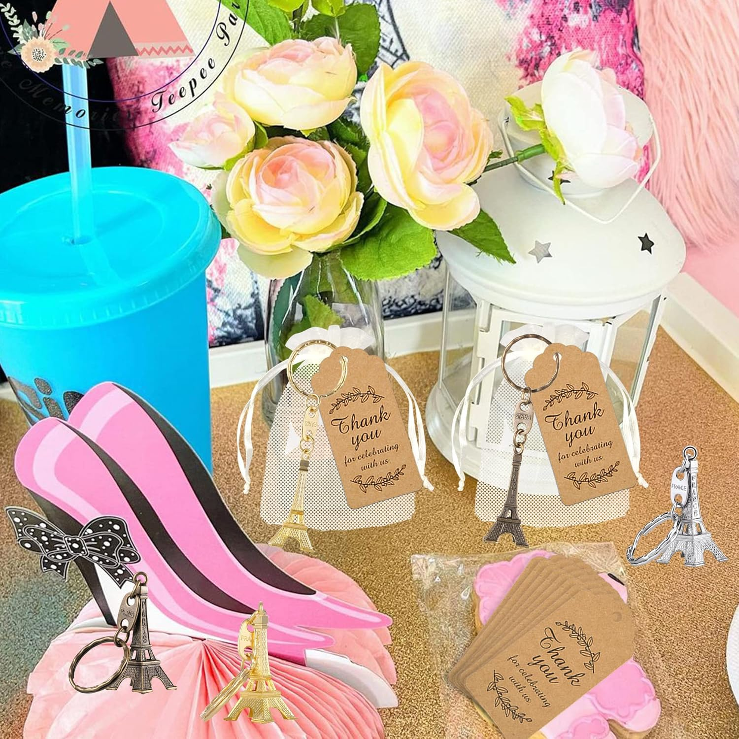 15 Sets Paris Party Favors Eiffel Tower Shape Keyring Retro Adornment French Souvenirs Keychains French Theme Party a Day in Paris Party Parisian Tea Garden Party Supplies for Girl Women Birthday Gift image number 3