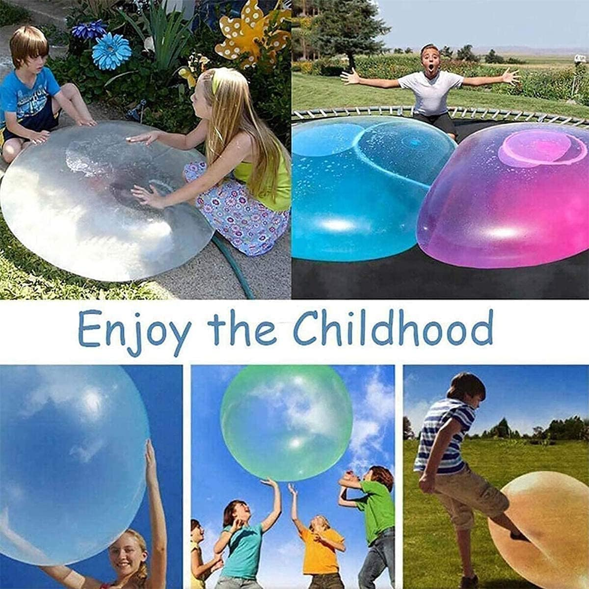 47'' Water Bubble Ball Toy for Kids Beach Ball Funny Inflatable Water Ball Soft Rubber Ball Balloon for Outdoor Indoor Party - Blue,Pink image number 3