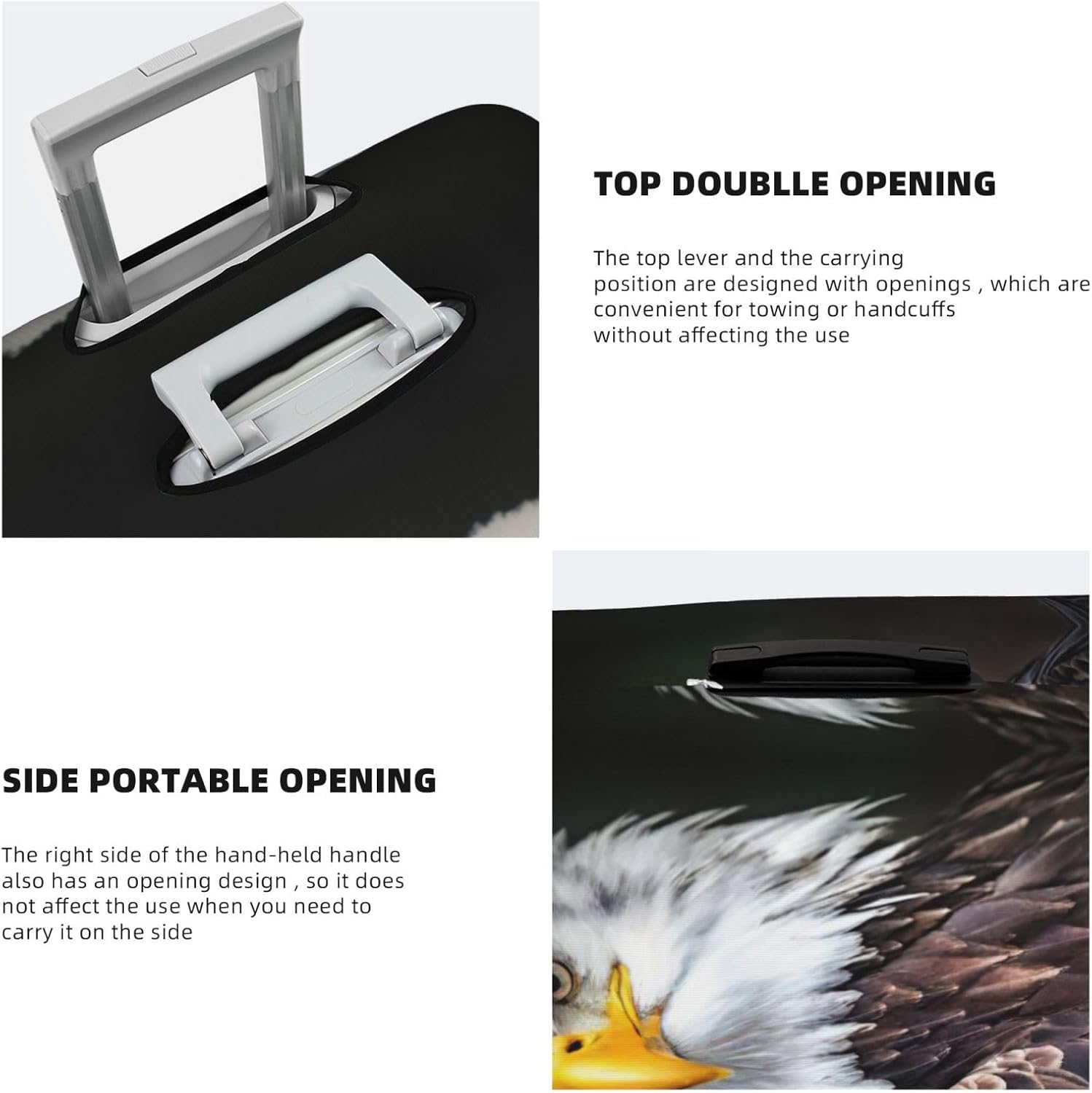 Odddot White Head Eagle Print Travel Luggage Cover,Suitcase Protector Cover, Washable Baggage Covers,For 18-32 Inch Luggage, White Head Eagle, Large image number 2