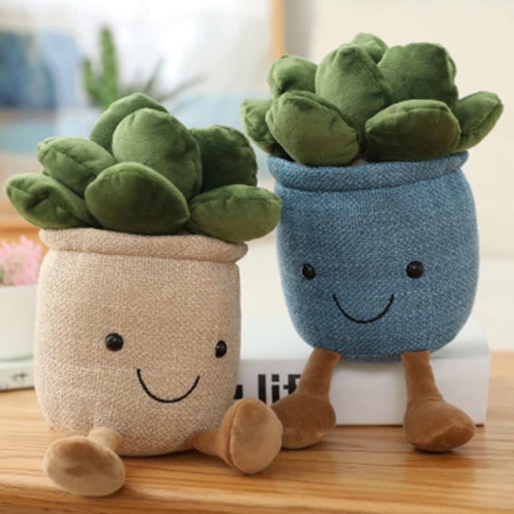 OUKEYI 9.8 Inch Succulents Plush Toy, Flower Pot Stuffed Plushie Pillow Decoration, Cute Soft Plants Throw Pillow for Christmas Birthday Gifts (Khaki) image number 5