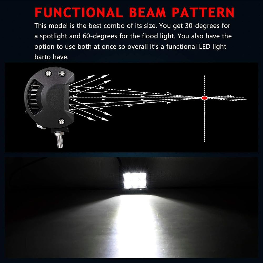 LED Pods, Spot Driving Fog Light 4Pcs 18W 2000LM 9V 32V IP67, Spot Led off Road Lights, Super Bright Driving Fog Boat Lights, Led Work Light Bar, for Trucks Pickup Golf Cart SUV ATV UTV image number 6