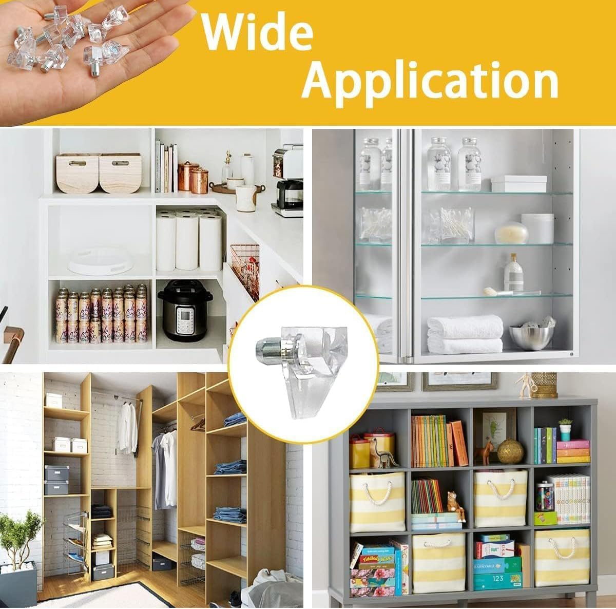 50 Pcs Shelf Support Peg Clear Plastic Shelf Holder Peg Bracket Pin Furniture Shelf Holder Replacement Peg Supports Studs with Steel Pins Kitchen Cabinet Shelf Pegs for All Cabinet image number 2