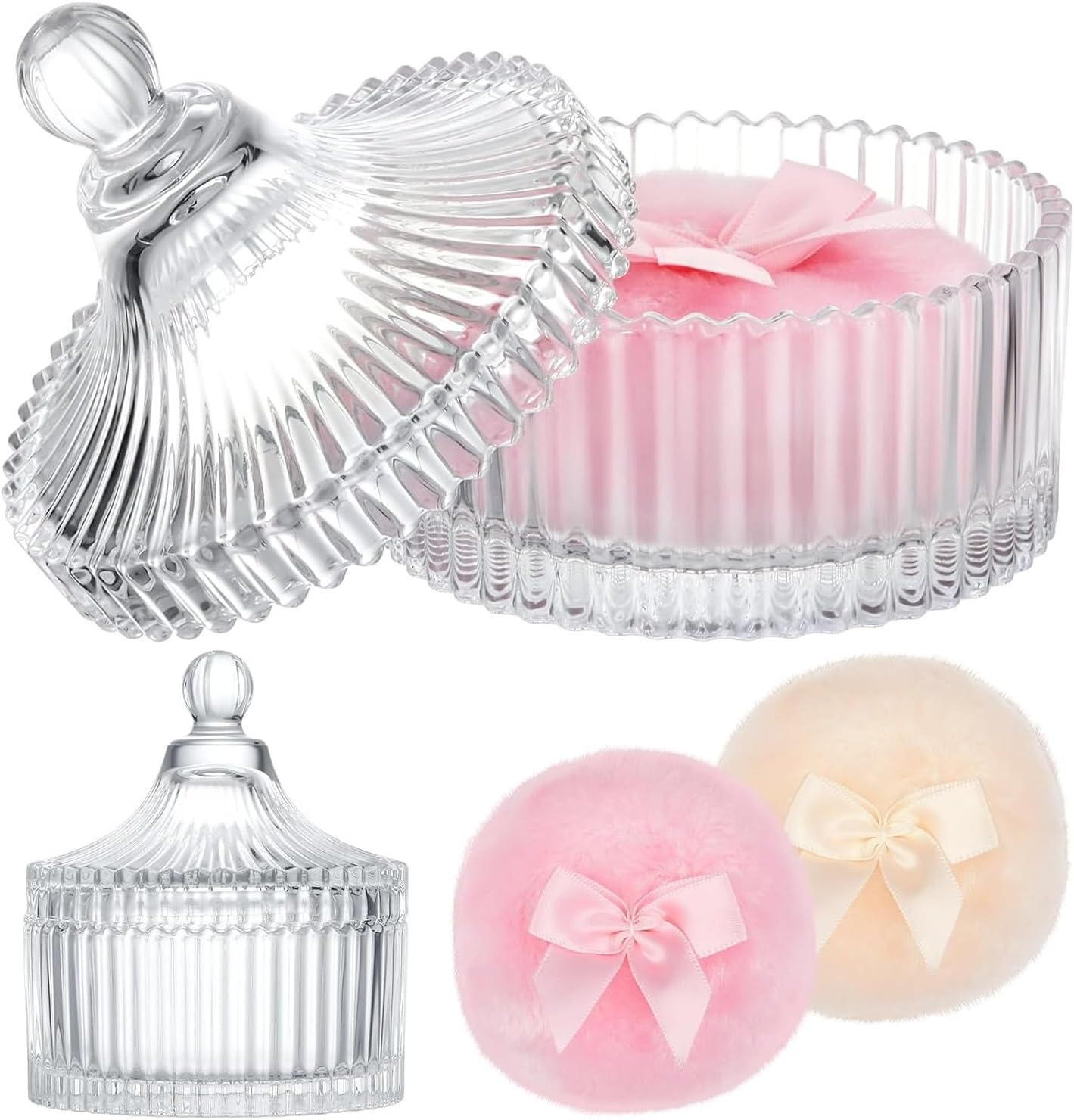 Large Body Powder Puff with Clear Crystal Case &ndash; Soft Washable & Reusable Velour Puff for Wet/Dry Makeup image number 2