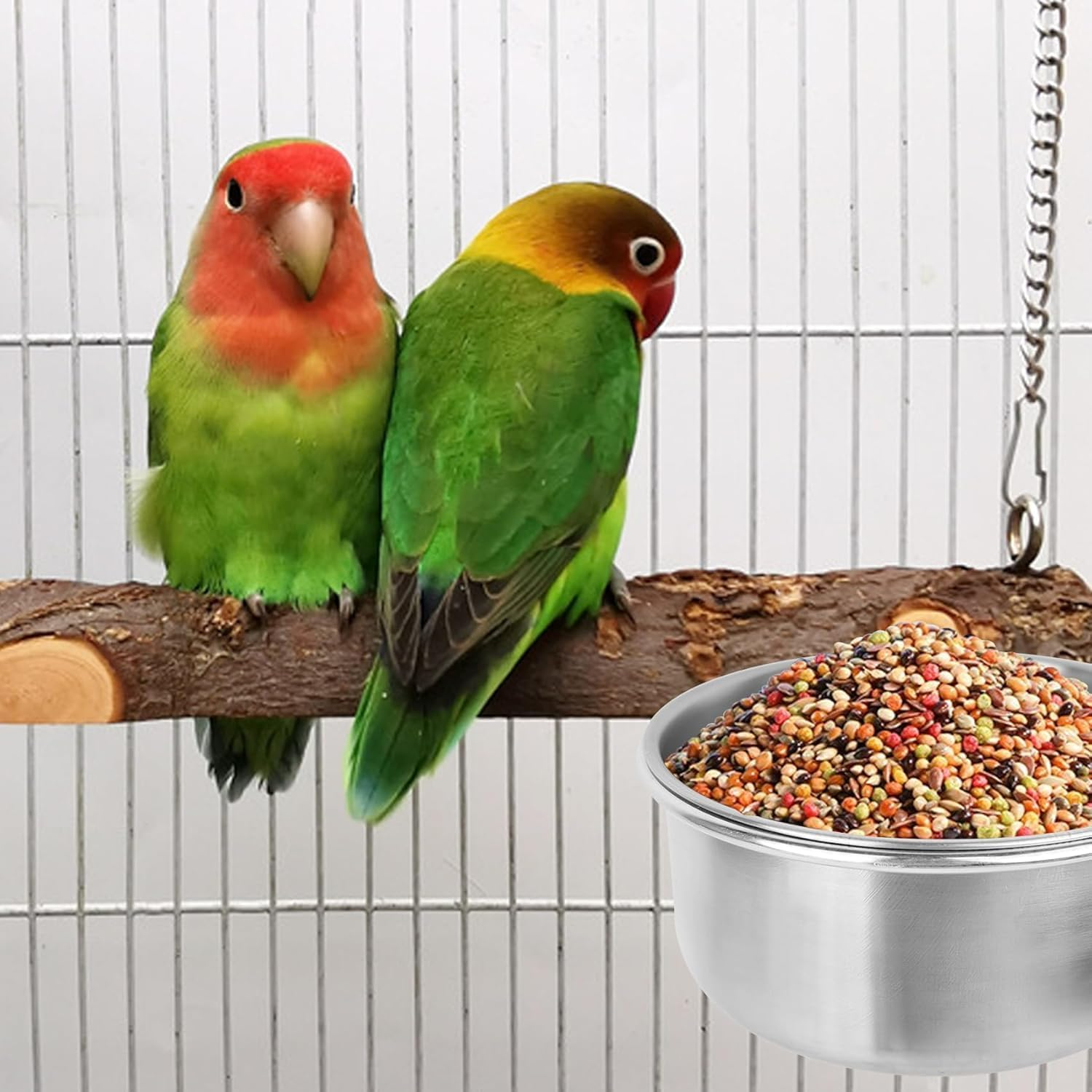 2Pcs Parrot Food Water Bowls with Clamp,Bird Feeding Cups with Clamp, Bird Cage Food Parrot Food Dish Bird Feeder Cup with Clamp, Stainless Steel Bird Feeding Dish Cups Bird Bowls Bird Dishes for Cage image number 2