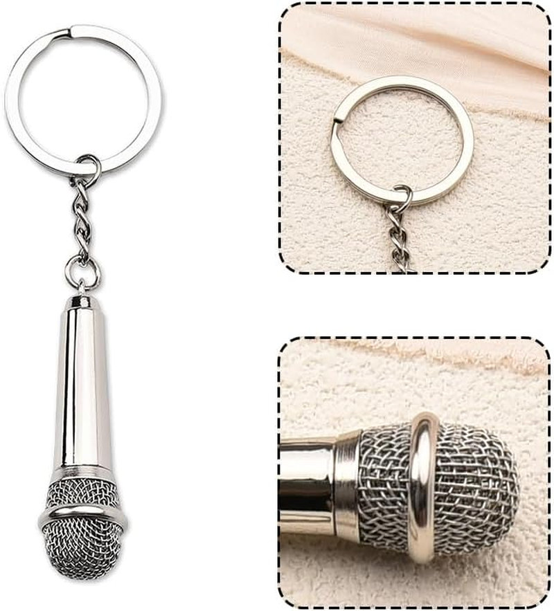 Microphone Keychain Music Lover Gifts - Mini Microphone Keyring Bag Charm Pendant for Backpack Purse Handbag image number 2