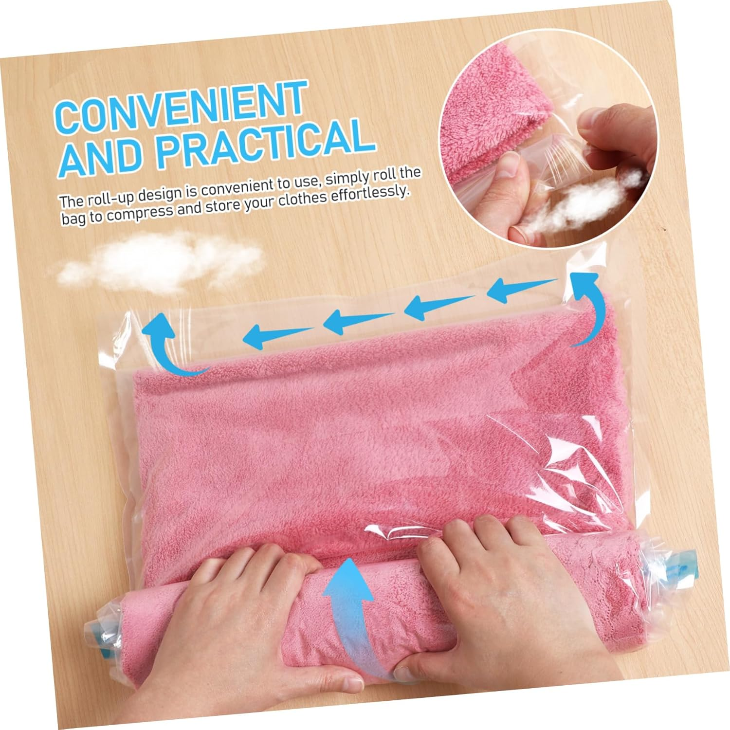 Hohopeti 12Pcs Travel Compression Bags Vacuum Storage Bags Double-Sided Sealing Space Saver Thick Design Travel Essentials image number 2