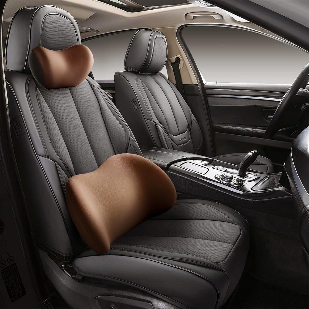Car Headrest & Lumbar Support Cushion, 2025 New Ergonomic Car Seat Headrest, Memory Foam Car Seat Headrest and Lumbar Support Cushion for Neck and Back Pain Relief (Black) - Coffee image number 6