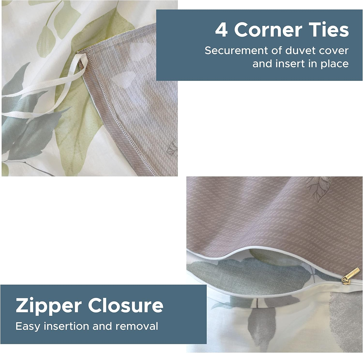 Essina Double Bed Quilt Cover Set &ndash; 3Pc Bedding with Doona Cover Double and Pillow Shams &ndash; Quilt Cover Cotton 620 Thread Count &ndash; Luxurious Duvet Cover &ndash;Watercolour image number 3