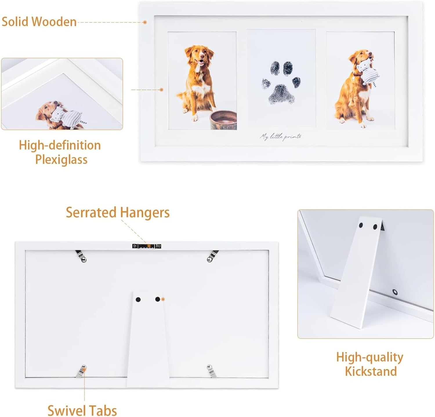 Paw Print Kit for Dogs, Pet Memorial, Kit with Wooden Pet Memorial Frame, Soft Pawprint Clay and Clean Touch Ink Pad, DIY Choice for Dog Cat Lovers (White) image number 5