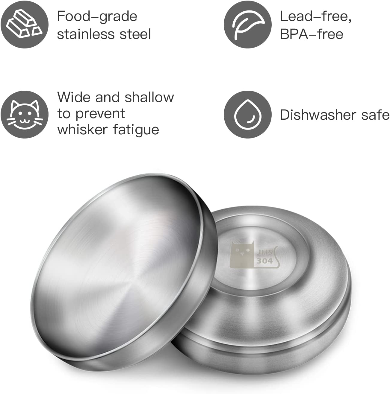 2X Stainless Steel Bowl Cat Bowl, 304 Material Cat Dish, Safe to Contact with Food, Drop-Proof and Easy to Clean image number 1