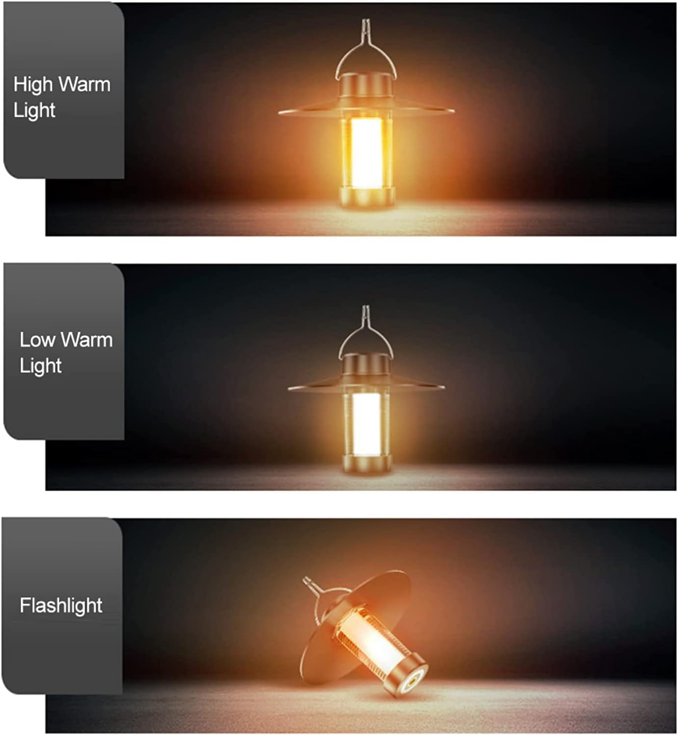 EZONEDEAL Camping Lantern, Outdoor Rechargeable Camping Lamp Lantern with Magnet Lampshade Tripod Fast Charging, Emergency Survival Lightweight Portable Tent Light, Warm Light image number 5