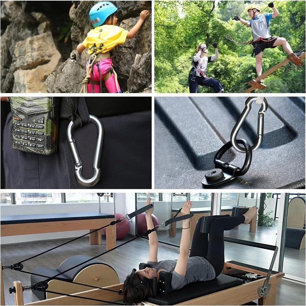 5Pcs Stainless Steel Spring Snap Hook Carabiner Clips for Heavy Hanging Climbing image number 4