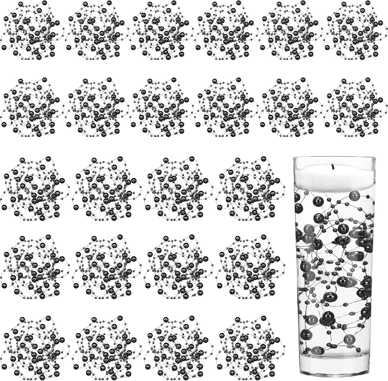 Tondiamo 24 Pcs Artificial Pearl String for Floating Candle Faux Pearls Beads String Party Garland Decoration for Vases Filler Wedding Centerpiece Christmas Party Decor(Rose Gold)