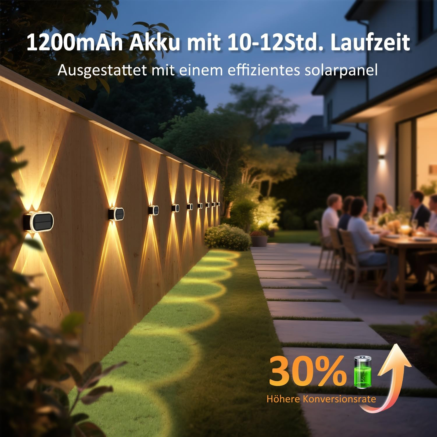 Solar Wall Light Outdoor Set of 6 Solar Wall Lights Outdoor up down 3000 K / 4000 K / 6000 K Fence Lighting Solar IP65 Waterproof for Garden Garage Patio image number 4