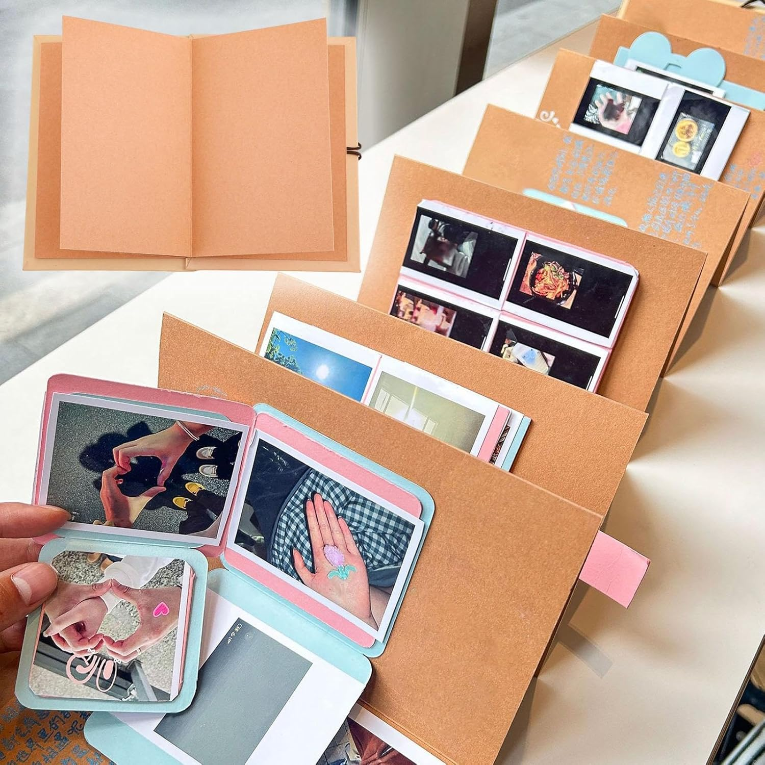 Accordion Scrapbooking Album, DIY Multipurpose Photo Album, Foldable Photo Collection for Birthday and Holiday, M image number 4