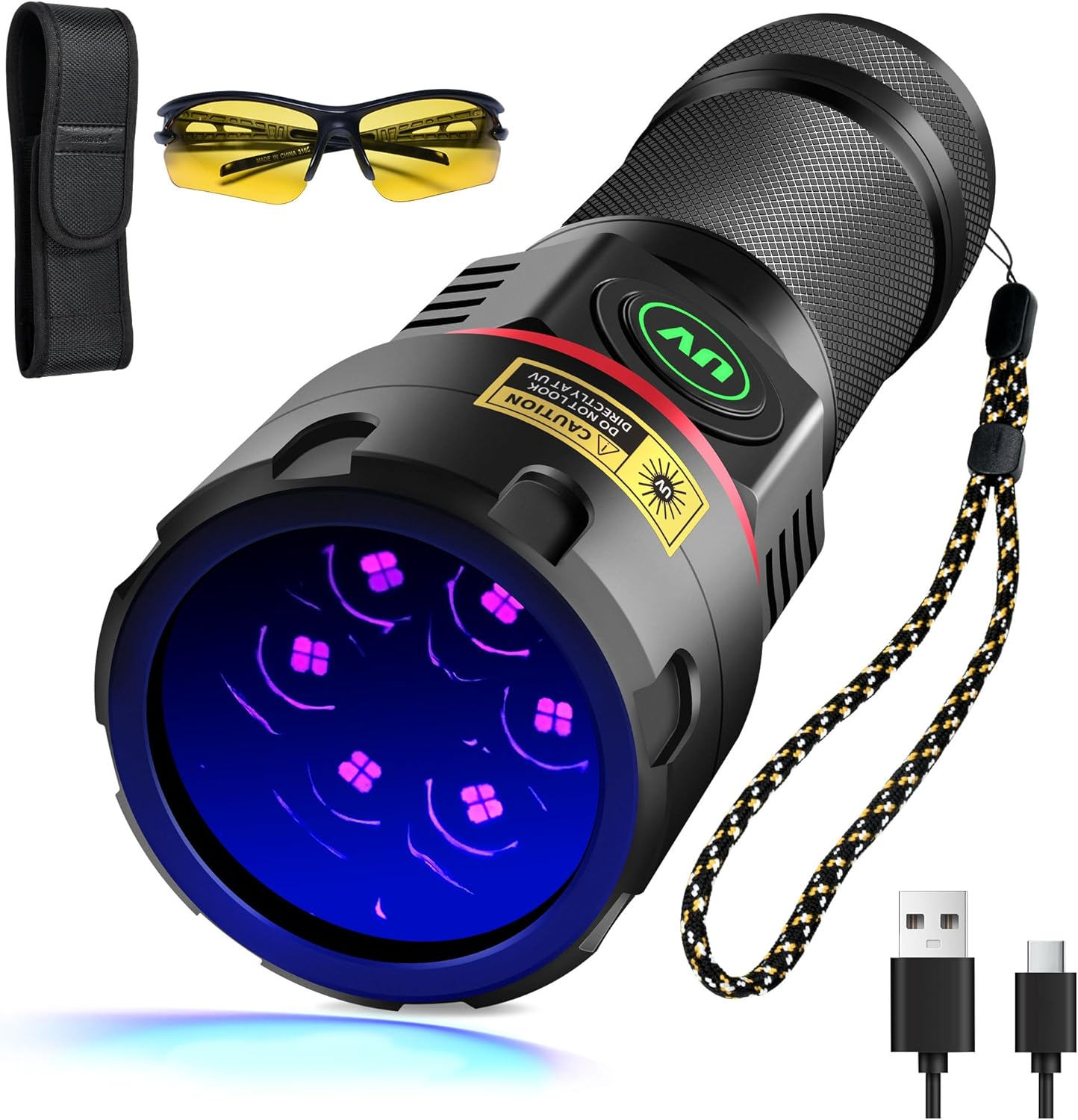 DARKBEAM UV Torch 365 Nm Black Light [6 X Quad-Core LED], Powerful 80W USB -C Rechargeable Flashlights, Wood Ultraviolet Detector for Urine, Rock, Uranium Glass, Resin image number 2