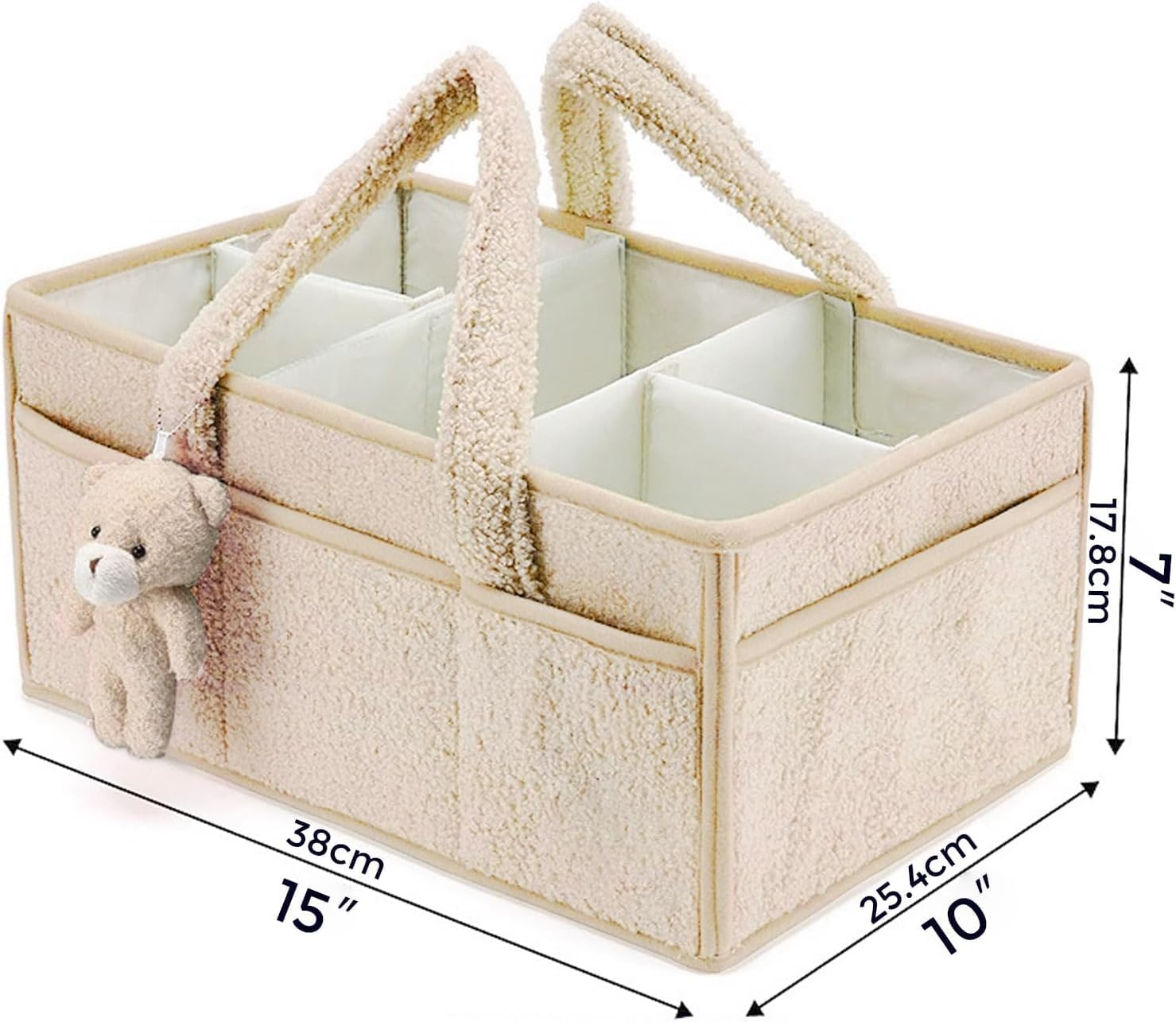 Baby Diaper Caddy Organizer for Changing Table, Baby Storage Basket for Diapers and Baby Wipes, Baby Shower, Car Caddy Organizer, Nursery Diaper Organizer, Portable Diaper Storage (Ivory) image number 4
