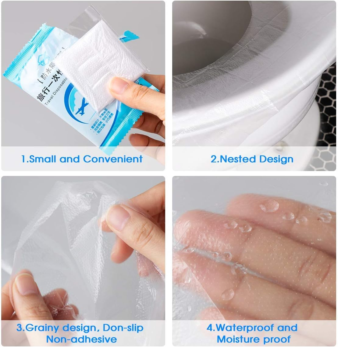 Luckecho 50 Pack Toilet Seat Covers Disposable Flushable Extra Thick & Large Individually Wrapped Toilet Seat Cover for Travel & Public Bathroom - Premium Quality, Convenient, and Hygienic image number 1