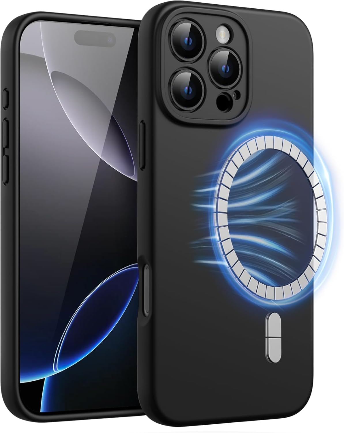 Jetech Magnetic Silicone Case for Iphone 16 Pro 6.3-Inch, Compatible with Magsafe, Silky Soft Touch, Shock Absorbing Phone Cover with Camera Lens Full Protection (Black)