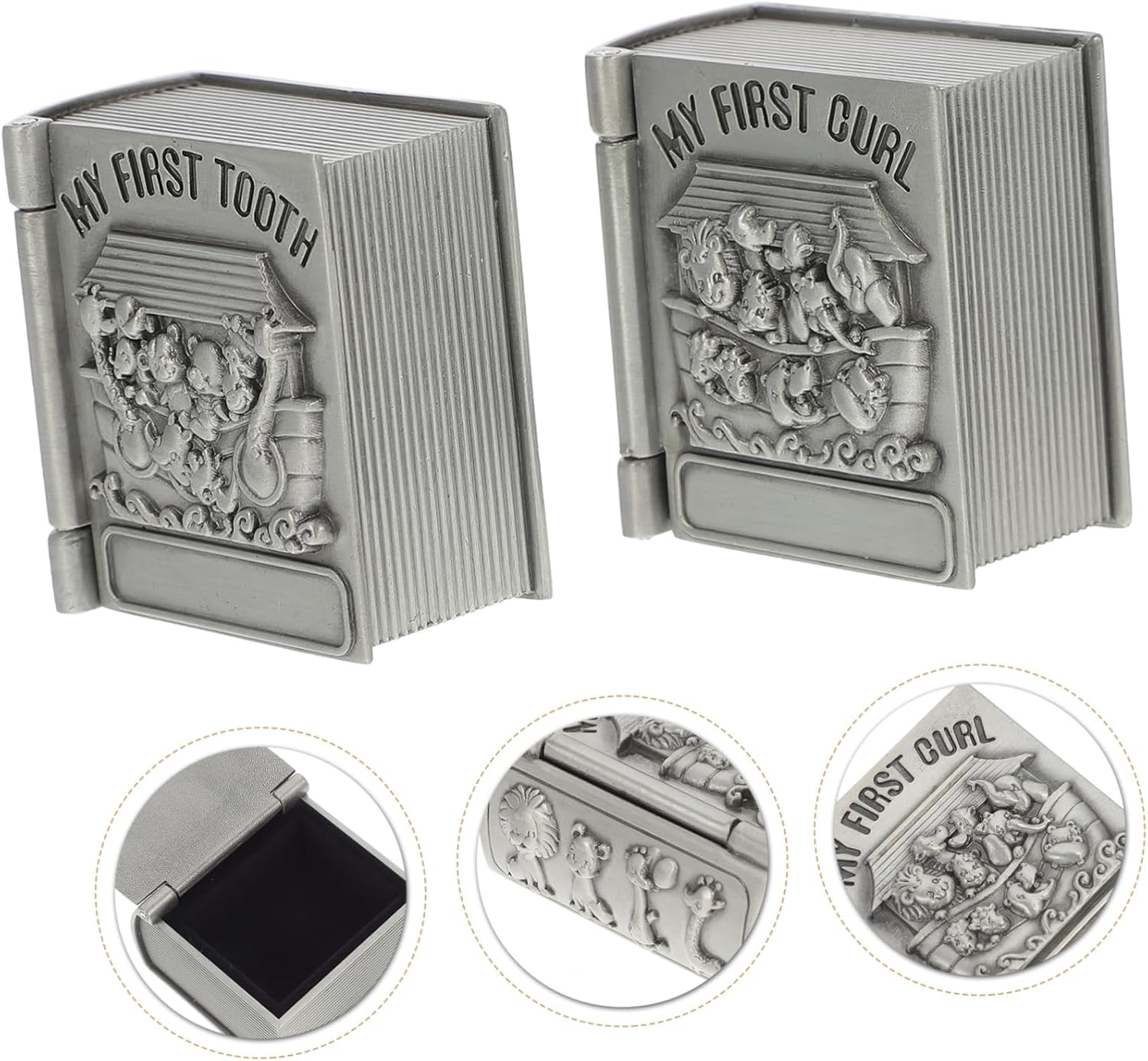2Pcs Metal Tooth Boxes for Boys and Girls Keepsake First Tooth Storage Box Cases for Born Memory image number 1