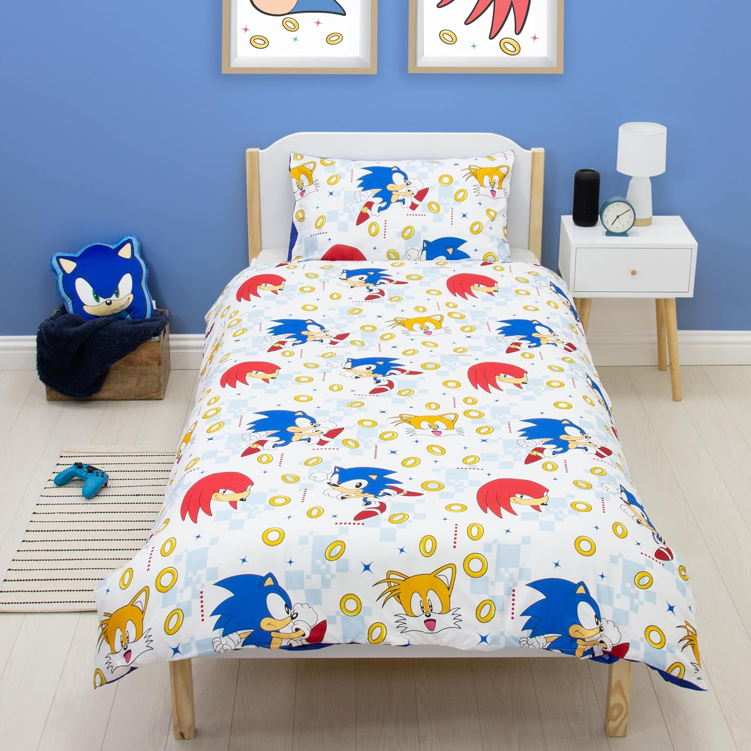 Sonic the Hedgehog Official Single Duvet Cover Set | Liquid Design Reversible 2 Sided Bedding Including Matching Pillow Case | Gaming Single Bed Set Blue with Tails and Knuckles image number 6