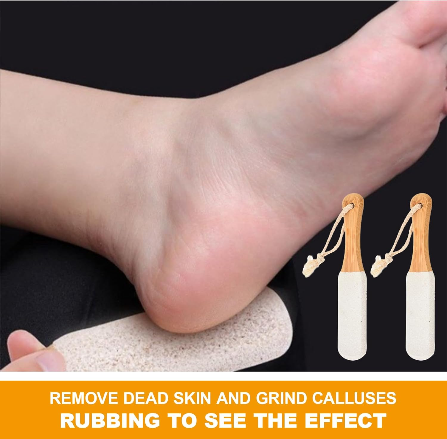 Foot Stone - Pumice Stone Exfoliating Pedicure Rasp, Wooden Handle Foot Scrubber, Callus Remover, Dead Skin Remover, Foot File for Healthy, Smooth Feet (White) image number 1